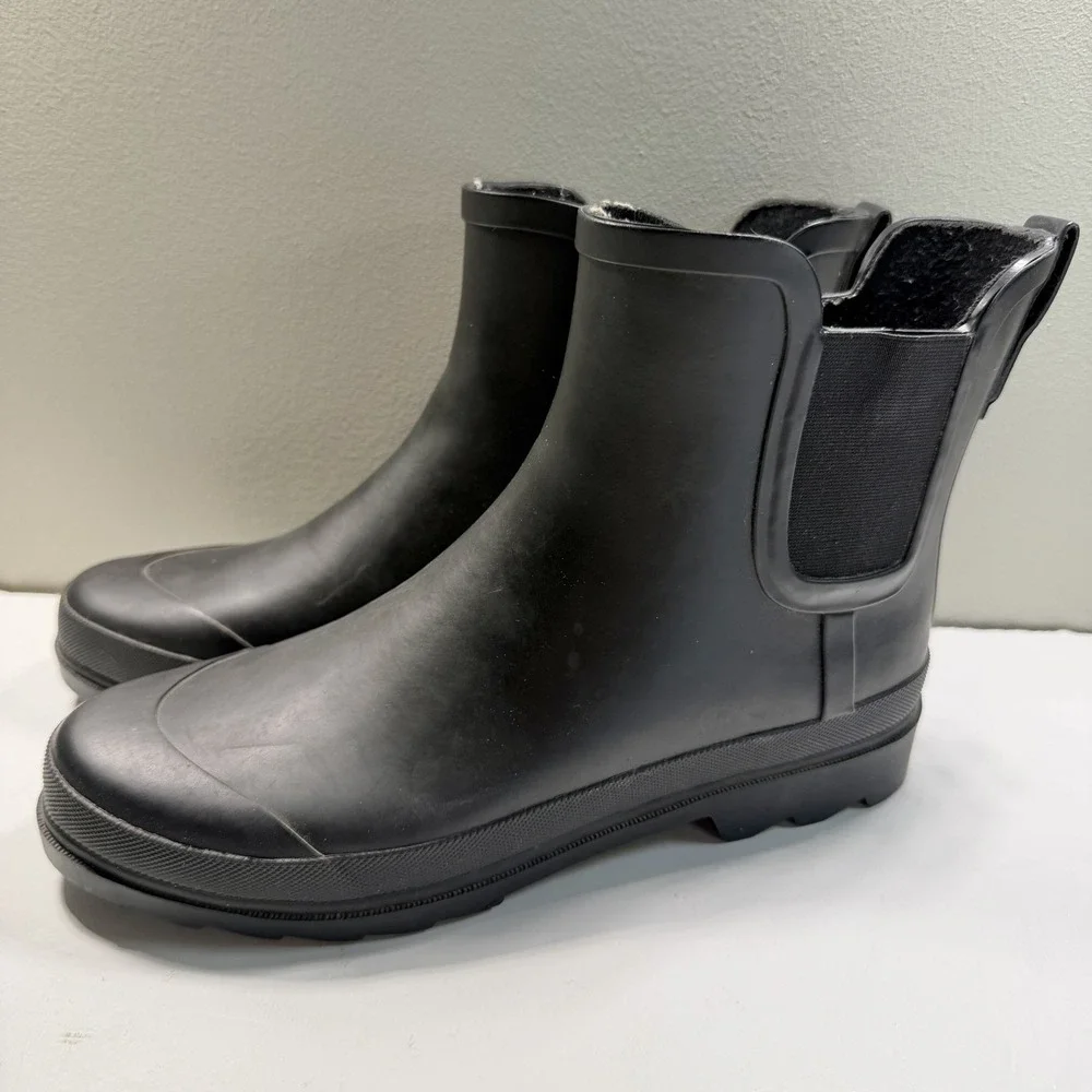 J.Crew Black Chelsea Rain Boots Size 10 Minimalist Chic